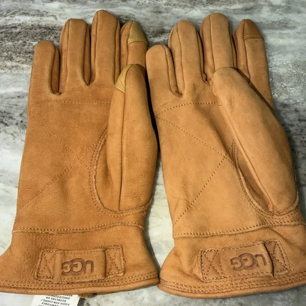 UGG 3 Point Leather Tech Gloves with Sherpa Lining WOMENS MED (v26)
